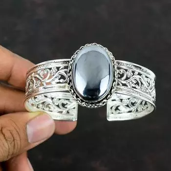 Браслет из шунгита, ювелирные изделия ручной работы из драгоценных камней, дизайнерский браслет-манжета из стерлингового серебра 925 пробы, регулируемый браслет-манжета, серебряные ювелирные изделия для подарка