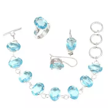 Браслет из швейцарского синего кварца с этническими украшениями, 7-8 дюймов