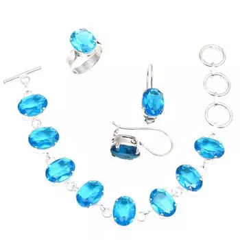 Браслет из швейцарского синего кварца с этническими украшениями, 7-8 дюймов