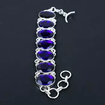 Браслет из синего сапфира, ювелирный браслет из стерлингового серебра 925 пробы, ювелирный браслет из синего сапфира для женщин, подарки для нее GTC-835 синий