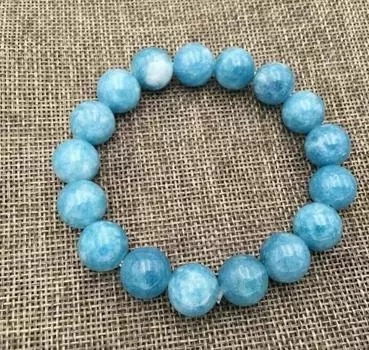 Браслет из синих бусинок Ларимар, 10 мм, с водным узором, 7,5 дюйма