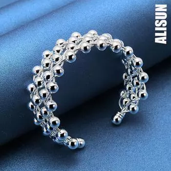 Браслет из скользящего бисера из стерлингового серебра 925 пробы, модные свадебные украшения 55MM