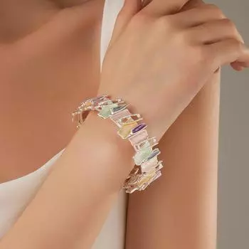Браслет из сплава с нерегулярным цветным капанием масла, ручная работа, рисунок маслом, креативный геометрический женский браслет Elastic Adjustable