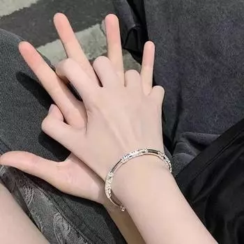 Браслет из сплава в китайском стиле с серебряным цветком и тиснением, женский браслет, регулируемое запястье, легкий браслет в подарок на годовщину серебряный