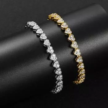 Браслет из сплава в стиле хип-хоп, браслет Love Circon, ширина 6,5 мм, в форме сердца, для мужчин и женщин, для пар, индивидуальный браслет в стиле хип-хоп 7 inch серебряный