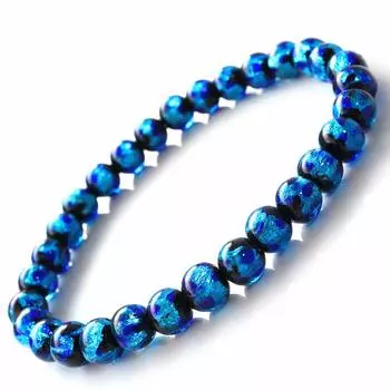 Браслет из стекла светлячок 6 мм синий тип B стрекоза шар Окинава сувенир [ЗОЛОТОЙ КАМЕНЬ]