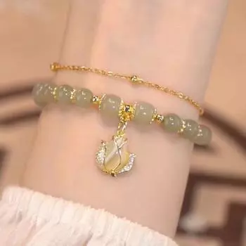 Браслет из стеклянных бусин для женщин, браслет с подвеской в виде тюльпана, регулируемый браслет из сплава, женские украшения, подарок на день рождения, день святого Валентина для жены, девушки, ее 1pc