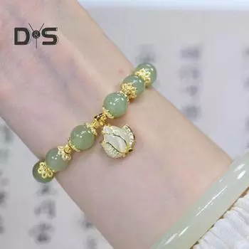 Браслет из стеклянных бусин для женщин, браслет с подвеской в виде тюльпана, регулируемый браслет из сплава, женские украшения, подарок на день рождения, день святого Валентина для жены, девушки, ее 1pc