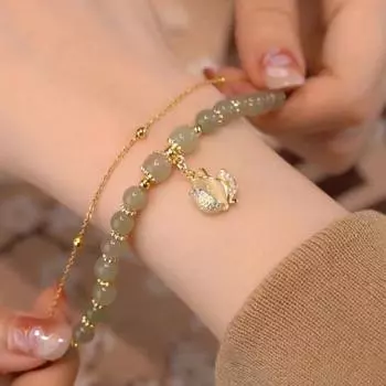 Браслет из стеклянных бусин для женщин, браслет с подвеской в виде тюльпана, регулируемый браслет из сплава, женские украшения, подарок на день рождения, день святого Валентина для жены, девушки, ее 1pc