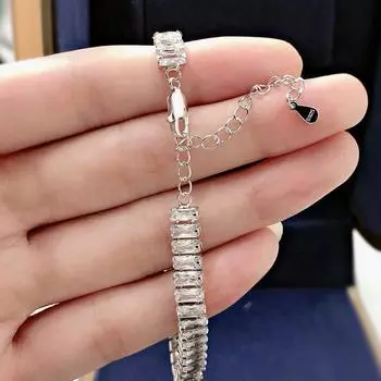 Браслет из стерлингового серебра 925 пробы 2,5*5 мм, полный высокоуглеродистый бриллиантовый браслет для женщин, блестящие ювелирные изделия для свадебной вечеринки, оптовая продажа 16cm