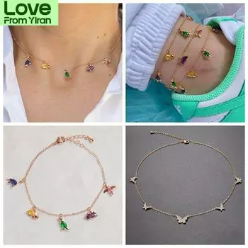 Браслет из стерлингового серебра 925 пробы / браслеты на ногу / ожерелье / цепочка на ключицу Ins Retro Women Summer Animal Butterfly Silver Beach Jewelry