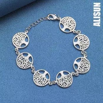 Браслет из стерлингового серебра 925 пробы «Дерево жизни» Модные свадебные украшения 20CM