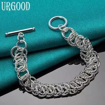 Браслет из стерлингового серебра 925 пробы для женщин и мужчин, свадебные подарки, модные украшения 20cm