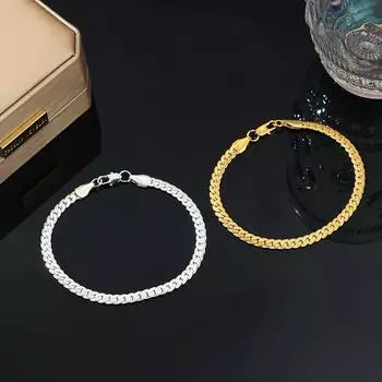 Браслет из стерлингового серебра 925 пробы для мужчин и женщин, простой модный стиль, 5 мм, кружевная медная боковая цепочка с застежкой-лобстером, ручные украшения