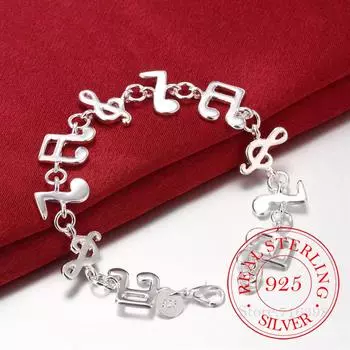 Браслет из стерлингового серебра 925 пробы для женщин, браслеты-цепочки с музыкальными нотами и браслеты-браслеты, свадебные украшения Joyas De Plata 925