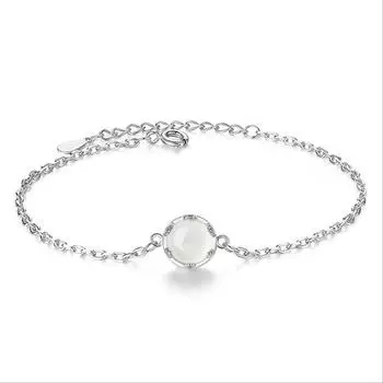 Браслет из стерлингового серебра 925 пробы, халцедон, лунный камень, цепочка на цепочке для женщин, очаровательный браслет, ювелирное изделие, подарок, Pulseira, Рождество
