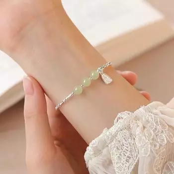 Браслет из стерлингового серебра 925 пробы из нефрита Hetian для женщин, легкие роскошные изысканные ручные украшения в стиле меньшинств