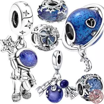 Браслет из стерлингового серебра 925 пробы, космическое пространство, Галактическая система, подвески, изготовление ювелирных изделий из бисера