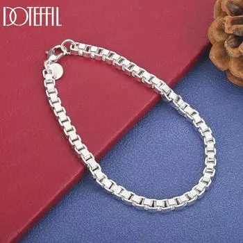 Браслет из стерлингового серебра 925 пробы, квадратный 4 мм, свадебное украшение 20cm