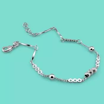 Браслет из стерлингового серебра 925 пробы, минималистичный матовый бисер, серебряная цепочка для женщин - гламурные украшения, подарок на годовщину