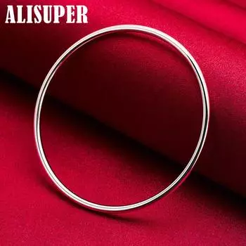 Браслет из стерлингового серебра 925 пробы, модные индивидуальные простые гладкие браслеты, ювелирные изделия 3mm