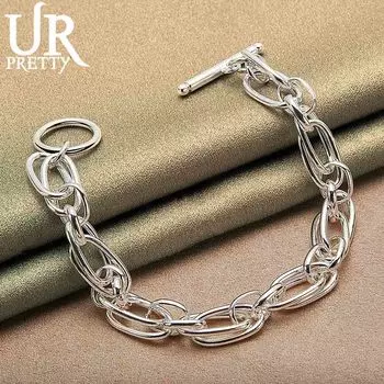 Браслет из стерлингового серебра 925 пробы, модные свадебные украшения для вечеринки 20CM