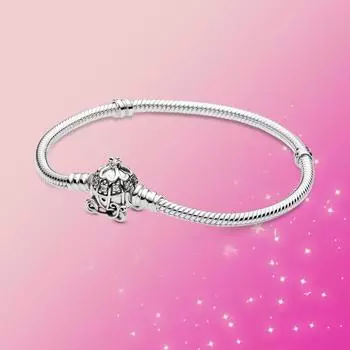 Браслет из стерлингового серебра 925 пробы Moments Sparkling Moments Mouse Heart Clasp Snake Chain Bracelet Women for Jewelry GIFT 17cm