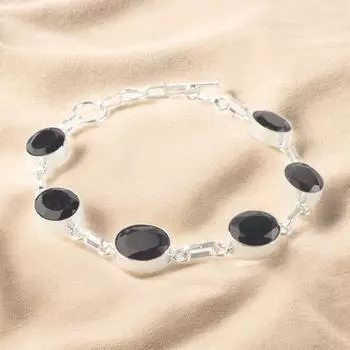 Браслет из стерлингового серебра 925 пробы с драгоценным камнем черный оникс ручной работы, ювелирное изделие с камнем рождения RB-5-20
