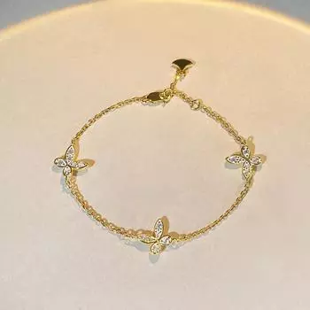 Браслет из стерлингового серебра 925 пробы с муассанитом для женщин, цвет D, превосходный белый муассанит, фантомная бабочка, стиль, нишевый дизайн, ручные украшения 20cm