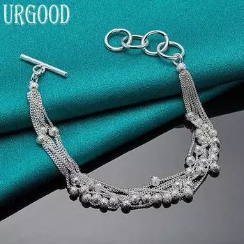 Браслет из стерлингового серебра 925 пробы с виноградными бусинами Романтические украшения 20cm