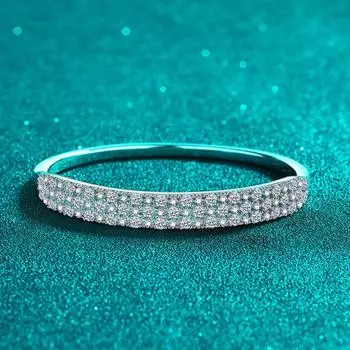 Браслет из стерлингового серебра 925 пробы с покрытием из золота PT950, полный комплект со всеми браслетами из муассанита, простой и высококачественный браслет с дизайном 56MM