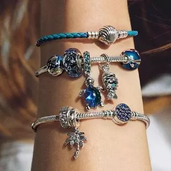 Браслет из стерлингового серебра 925 пробы с синей циркониевой застежкой, цепочка в виде змеи, браслет со звездой и луной, подходит для оригинальных бусин, женские украшения на день рождения, подарок 17cm