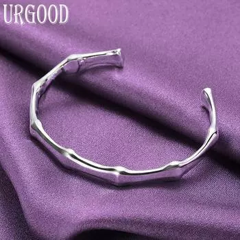 Браслет из стерлингового серебра 925 пробы с открытым бамбуковым узлом, модные украшения