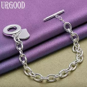 Браслет из стерлингового серебра 925 пробы с романтическим сердечком, подарочные ювелирные изделия для вечеринки 20cm