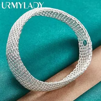 Браслет из стерлингового серебра 925 пробы с сетчатым плетением для женщин, очаровательные модные украшения MD074