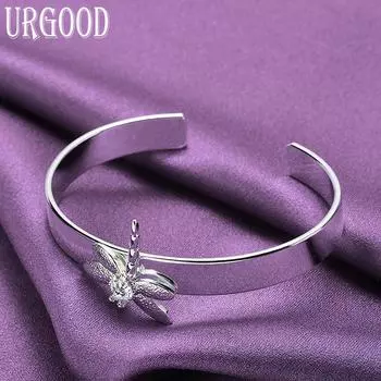 Браслет из стерлингового серебра 925 пробы с цирконом AAA и стрекозой, модные ювелирные изделия