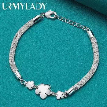 Браслет из стерлингового серебра 925 пробы с цветком сливы, модные ювелирные изделия 20cm