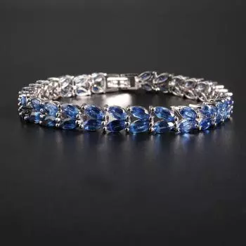 Браслет из стерлингового серебра 925 пробы с натуральным кианитом 23,2 карата, изысканные ювелирные изделия для женщин, хороший подарок синий