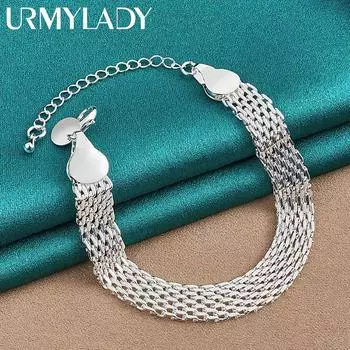 Браслет из стерлингового серебра 925 пробы с кисточками и цепочкой толщиной 10 мм, модные ювелирные изделия 20cm