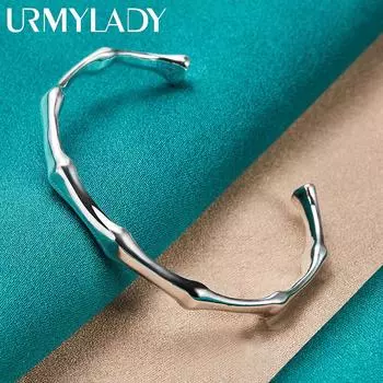 Браслет из стерлингового серебра 925 пробы с бамбуковым шарниром для женщин, свадебные и помолвочные модные очаровательные ювелирные изделия MD063