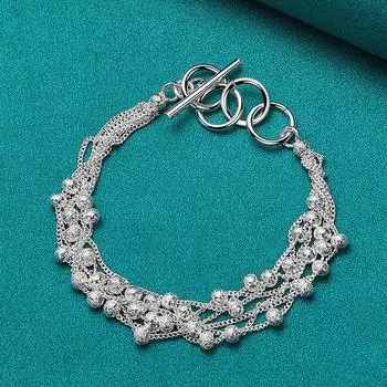 Браслет из стерлингового серебра 925 пробы с виноградными бусинами, модные ювелирные изделия 20cm