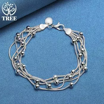 Браслет из стерлингового серебра 925 пробы с пятью змеями и виноградными бусинами, ювелирные изделия 20cm