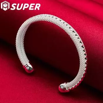 Браслет из стерлингового серебра 925 пробы с плетеной сеткой, ювелирные изделия