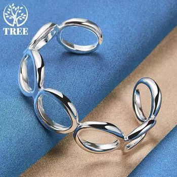 Браслет из стерлингового серебра 925 пробы с круглым вырезом и ювелирными изделиями