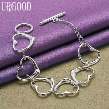 Браслет из стерлингового серебра 925 пробы с романтическим сердечком, модный подарок, ювелирные изделия для вечеринки 20cm