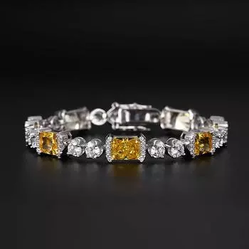 Браслет из стерлингового серебра 925 пробы с ледяным цветком и бриллиантами Ins Niche Design, инкрустированный желтыми бриллиантами Легкие роскошные изысканные ювелирные изделия для девочек высокого класса 16.5M