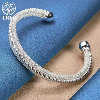 Браслет из стерлингового серебра 925 пробы с плетеной сеткой, ювелирные изделия