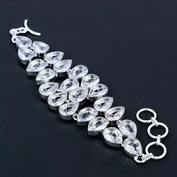 Браслет из стерлингового серебра 925 пробы с белым топазом ручной работы, серебряный браслет с топазом, браслет из белого топаза для женщин, браслет унисекс для подарков 8