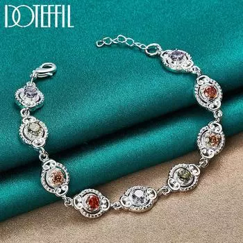 Браслет из стерлингового серебра 925 пробы с цирконием AAA, свадебные украшения 20cm