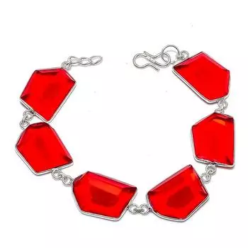 Браслет из стерлингового серебра 925 пробы с натуральным мозамбикским гранатом 7-8 дюймов b5E38